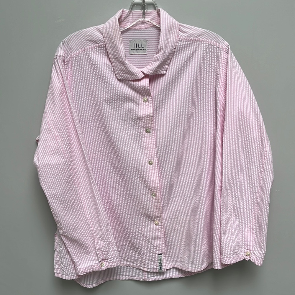 Jill McGowan pink searsucker blouse XL, great condition!